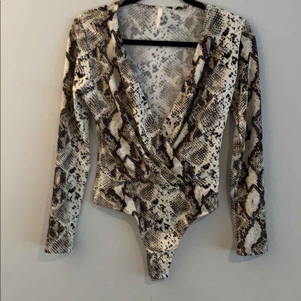 Chocolate snakeskin python bodysuit top sexy